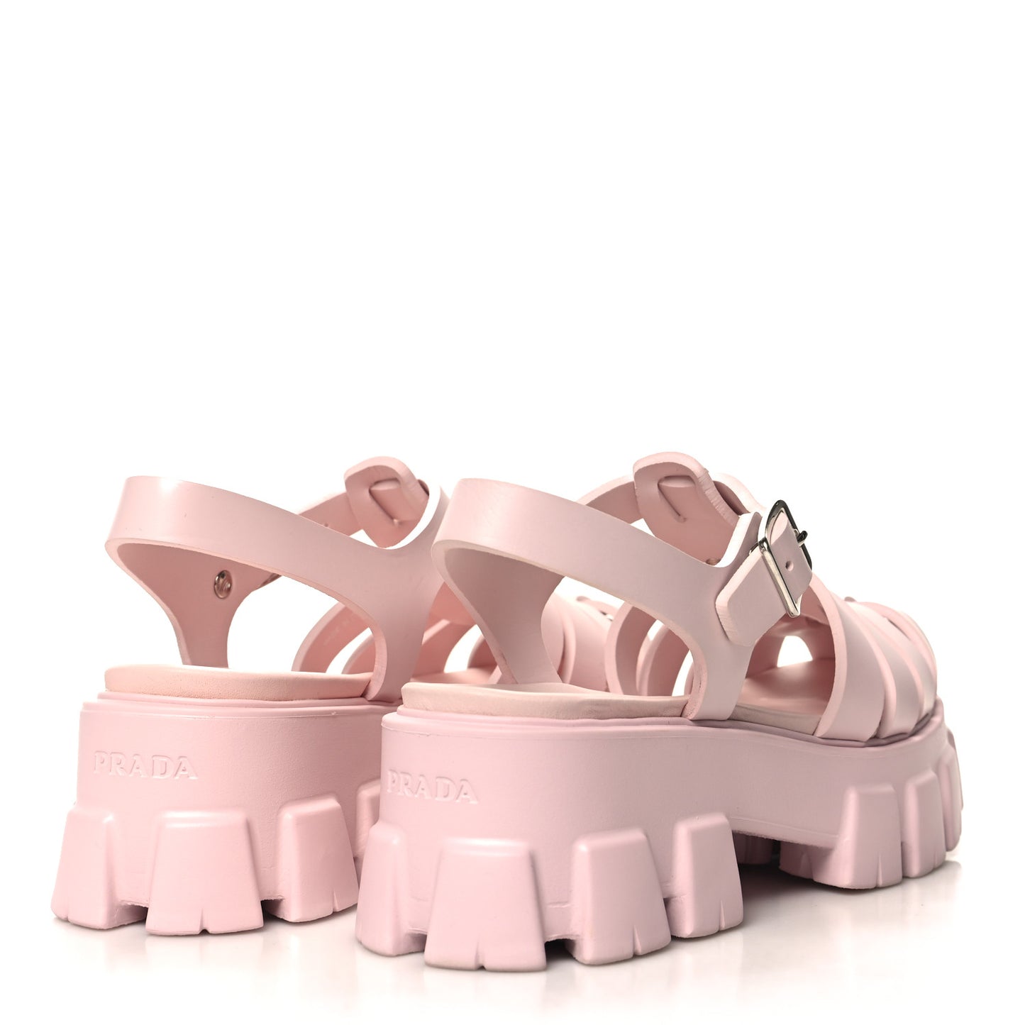 Foam Rubber Metal Triangle Logo Monolith 55mm Cage Sandals 40 Alabastro