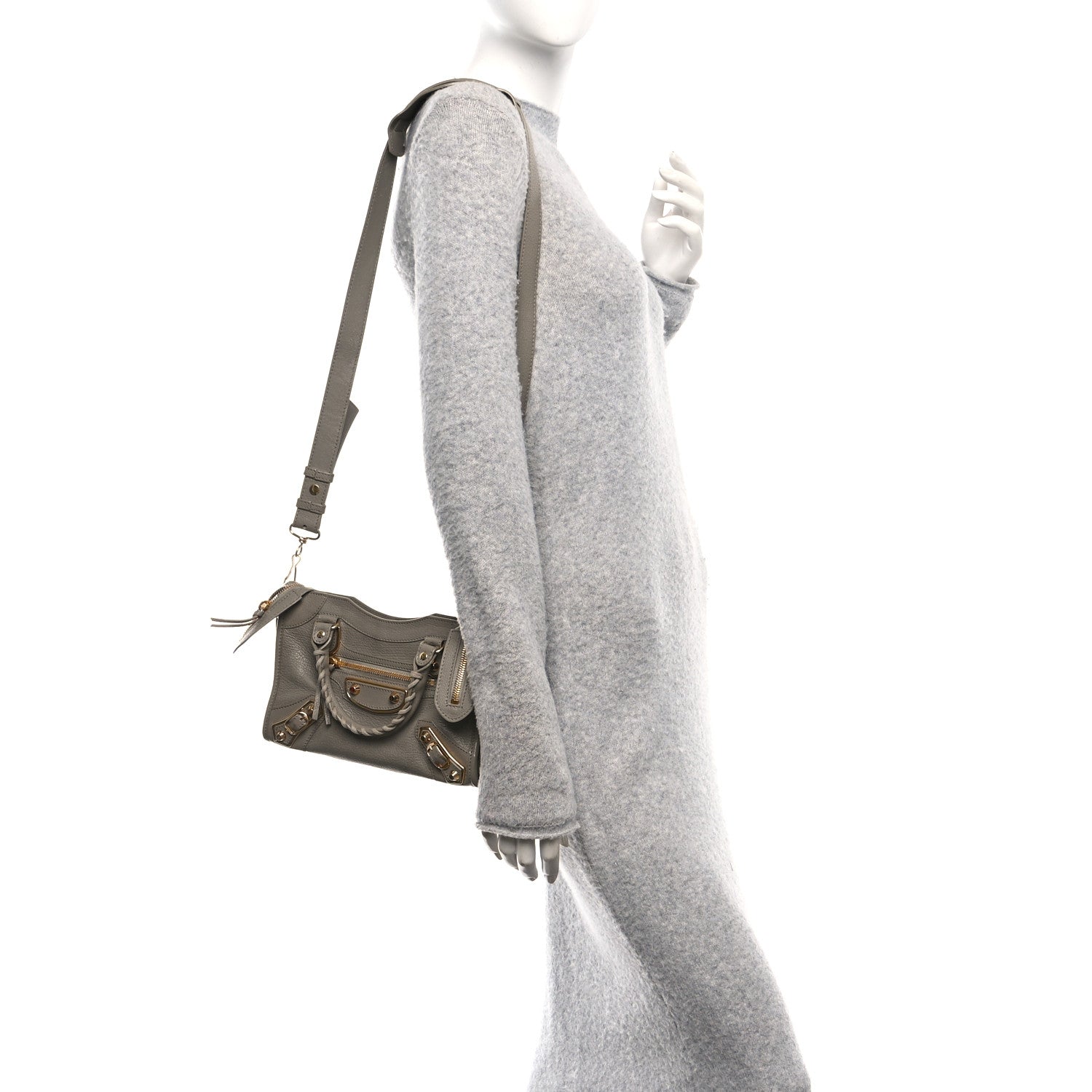 Balenciaga Chevre Gold Metallic Edge Hardware Mini City Gris Taupe 2 of 11