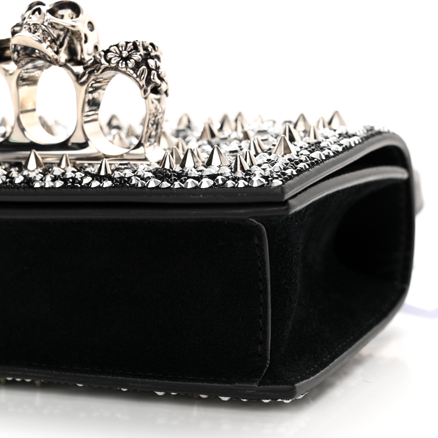 Alexander McQueen Calfskin Studded Knuckle Satchel Black Silver 10 of 13