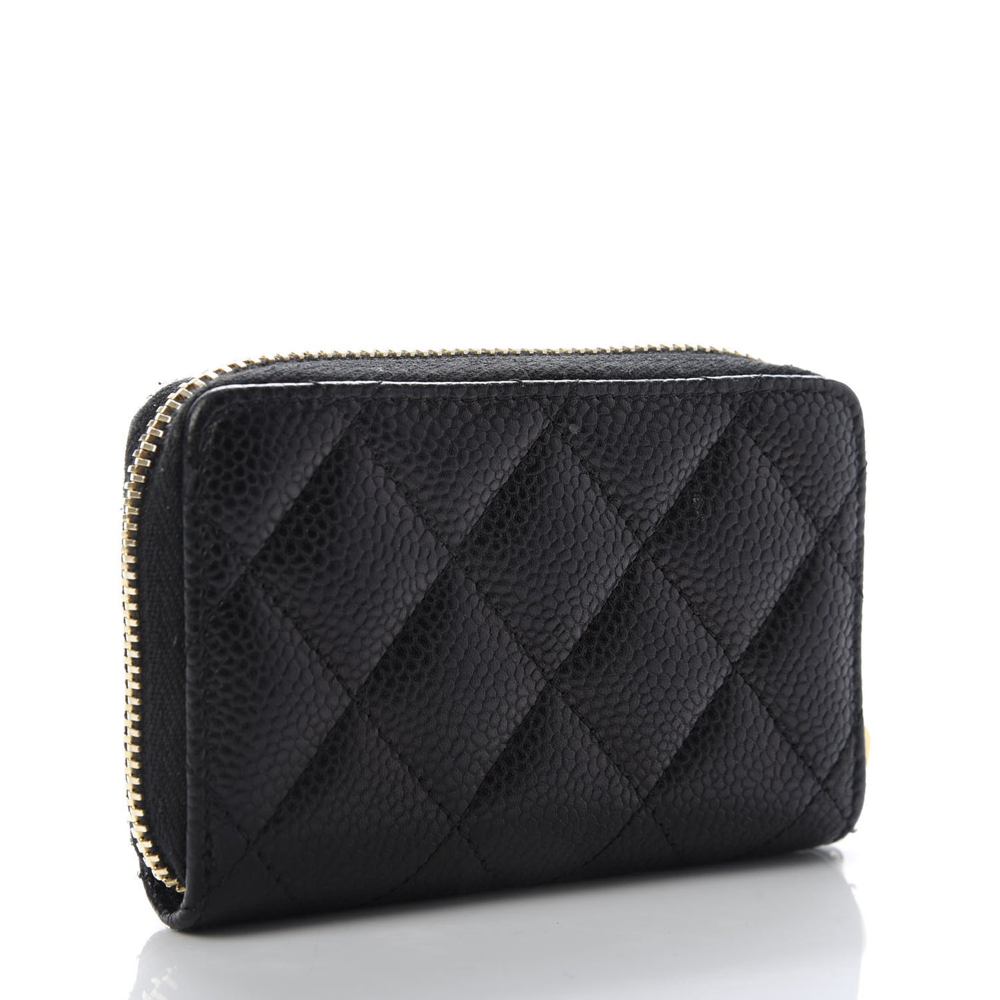Caviar Quilted Zip Coin Purse Black