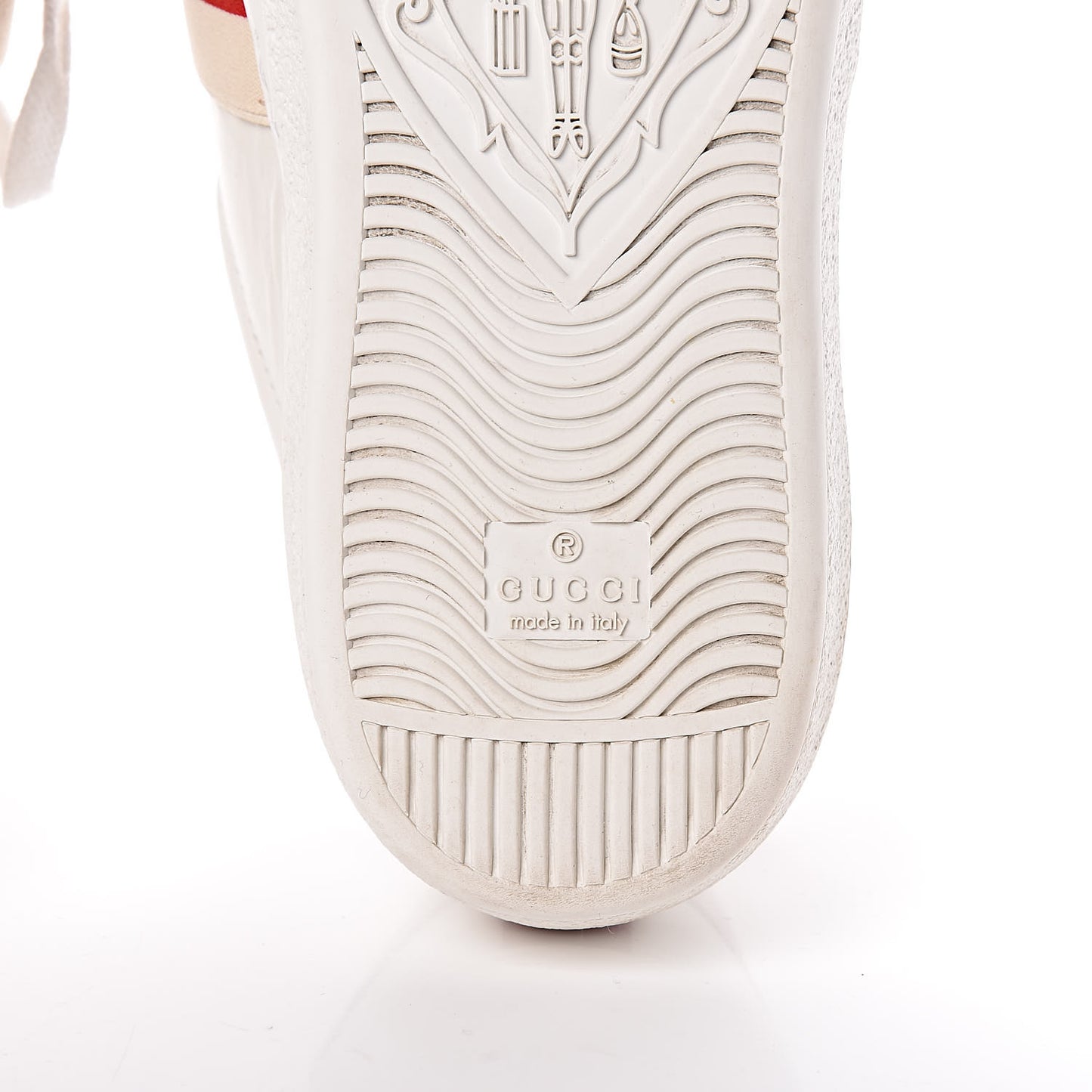 Calfskin Stripe Mens New Ace Sneakers 9.5 White Ecru Red Flame