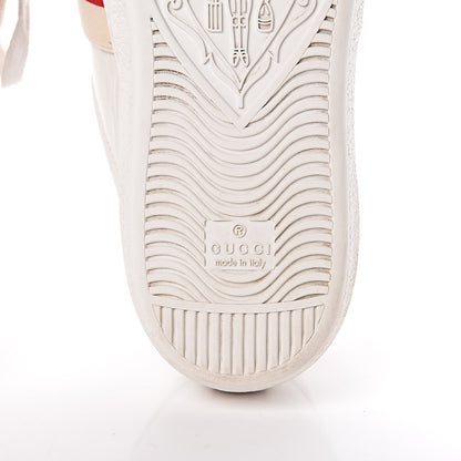 Gucci Calfskin Stripe Mens New Ace Sneakers 9.5 White Ecru Red Flame 8 of 15