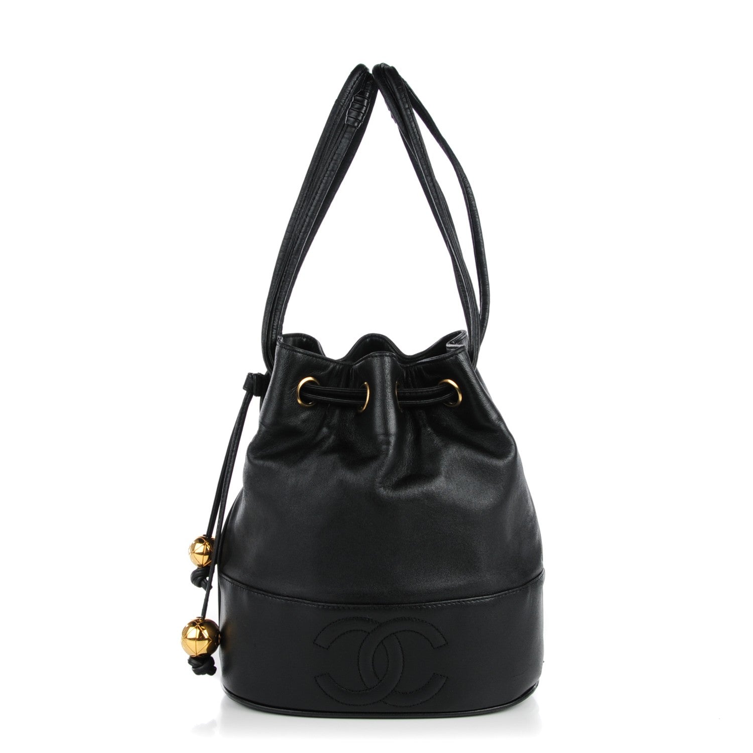 Chanel Lambskin CC Drawstring Shoulder Bag Black 1 of 9
