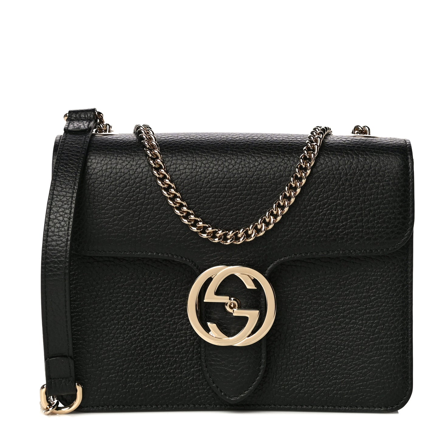 Dollar Calfskin Small Interlocking G Shoulder Bag Black
