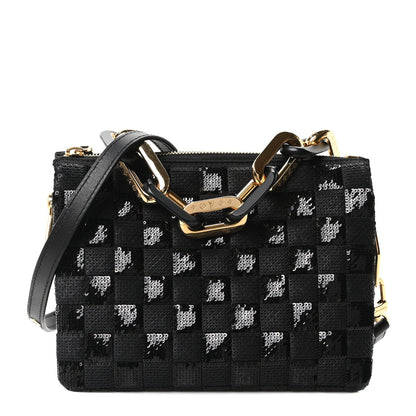Louis Vuitton Satin Sequin Embroidered Damier Coussin BB Black 1 of 10