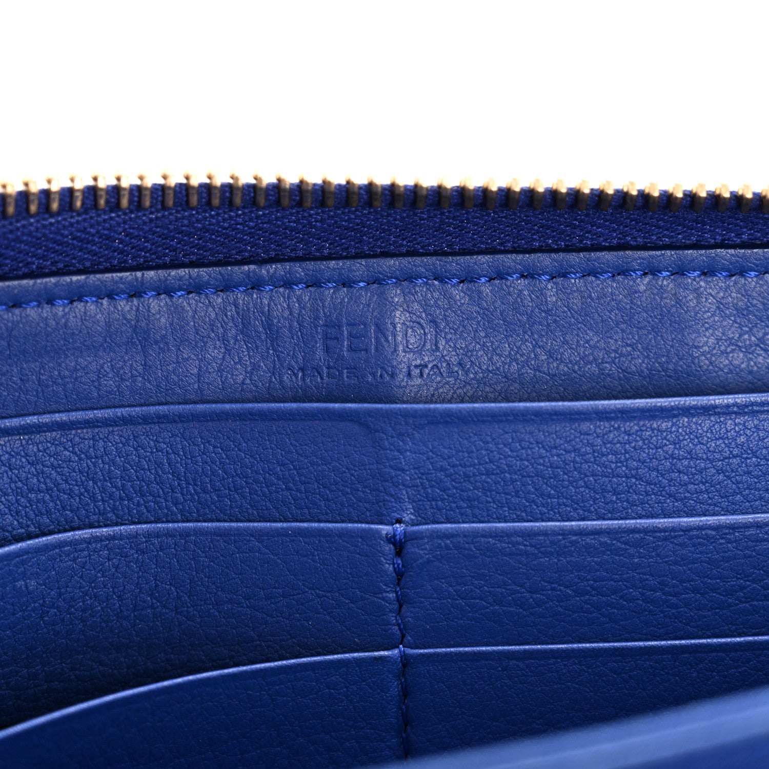 Fendi Snakeskin Mink Fur Studded Karlito Zip Around Wallet Blue 6 of 11
