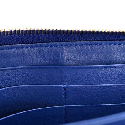 Fendi Snakeskin Mink Fur Studded Karlito Zip Around Wallet Blue 6 of 11