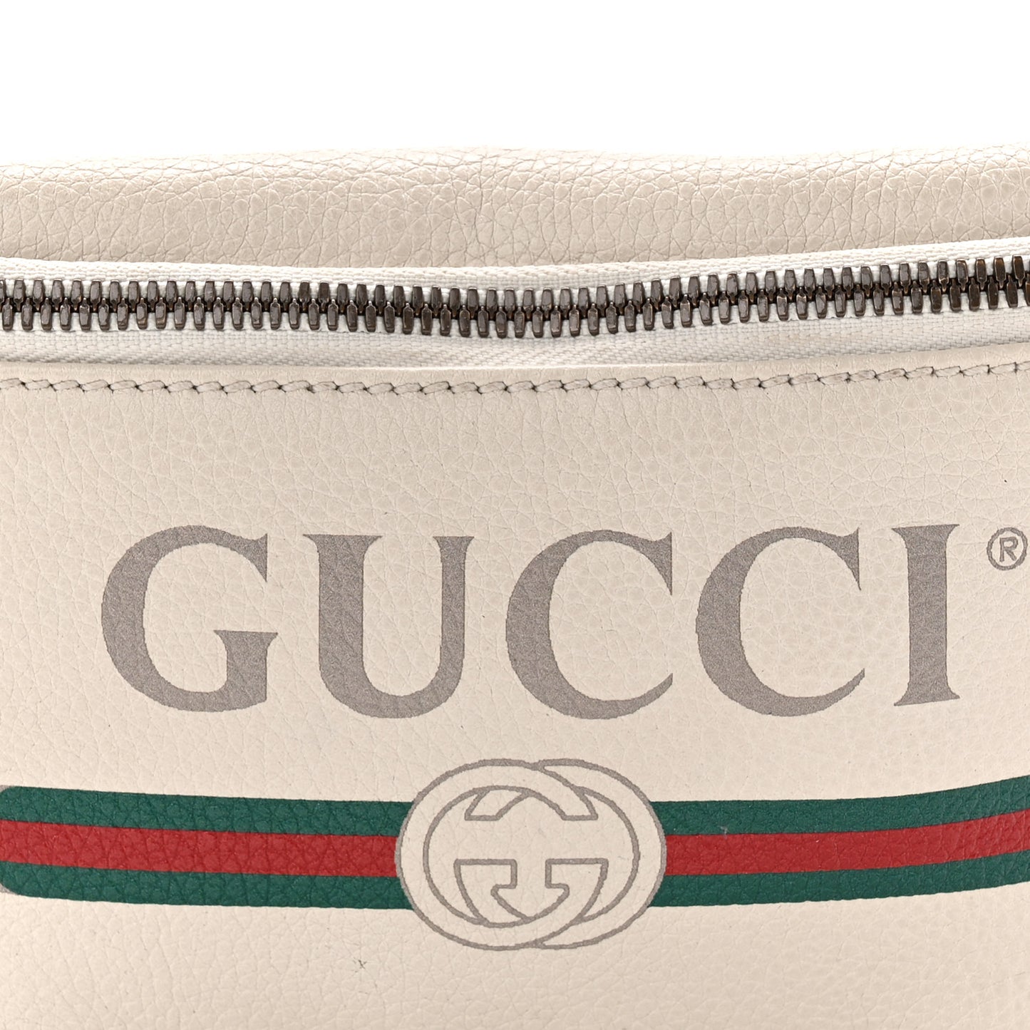 Grained Calfskin Small Logo Belt Bag White
