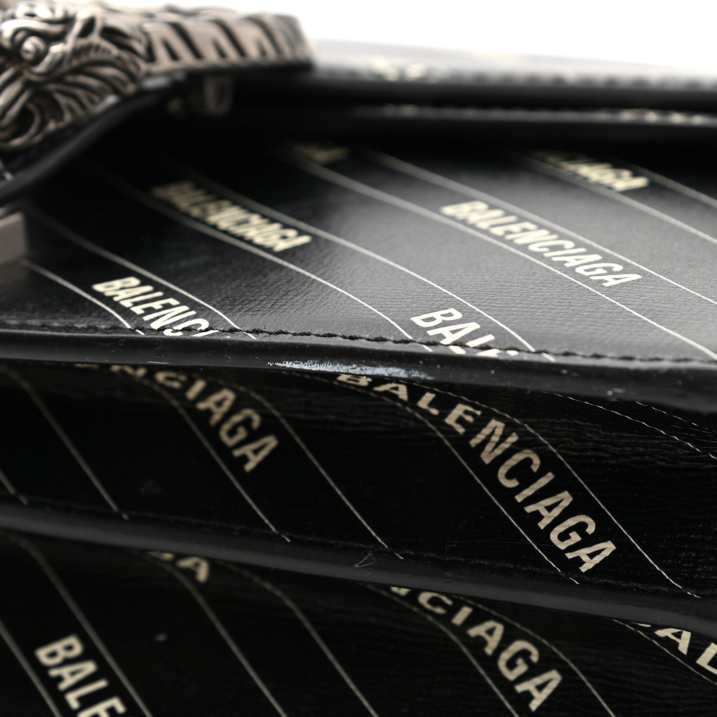 X BALENCIAGA Calfskin Logo Print Small Dionysus Shoulder Bag Black