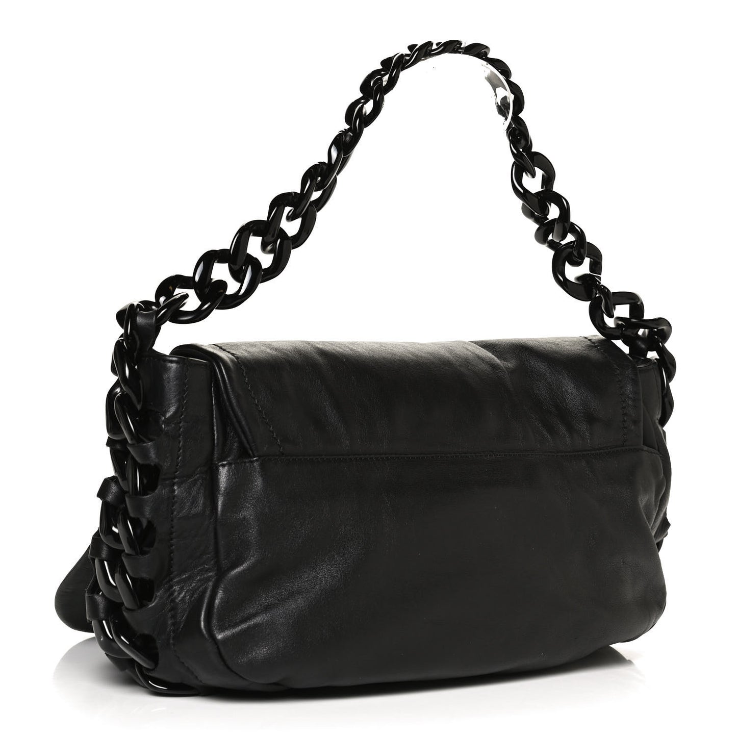 Calfskin Modern Chain Rhodoid Flap Black
