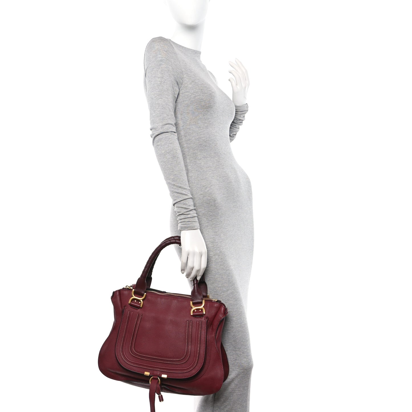 Calfskin Medium Marcie Satchel Garnet