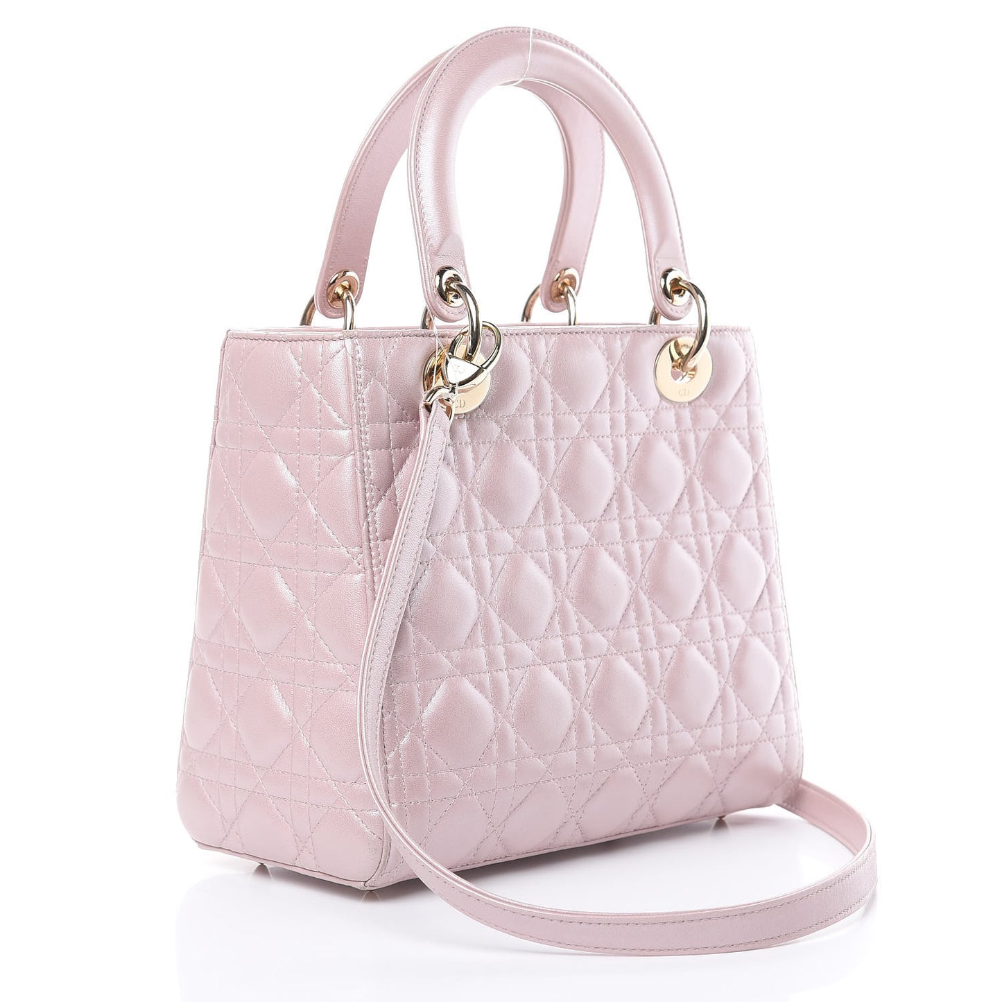 Pearly Lambskin Cannage Medium Lady Dior Lotus