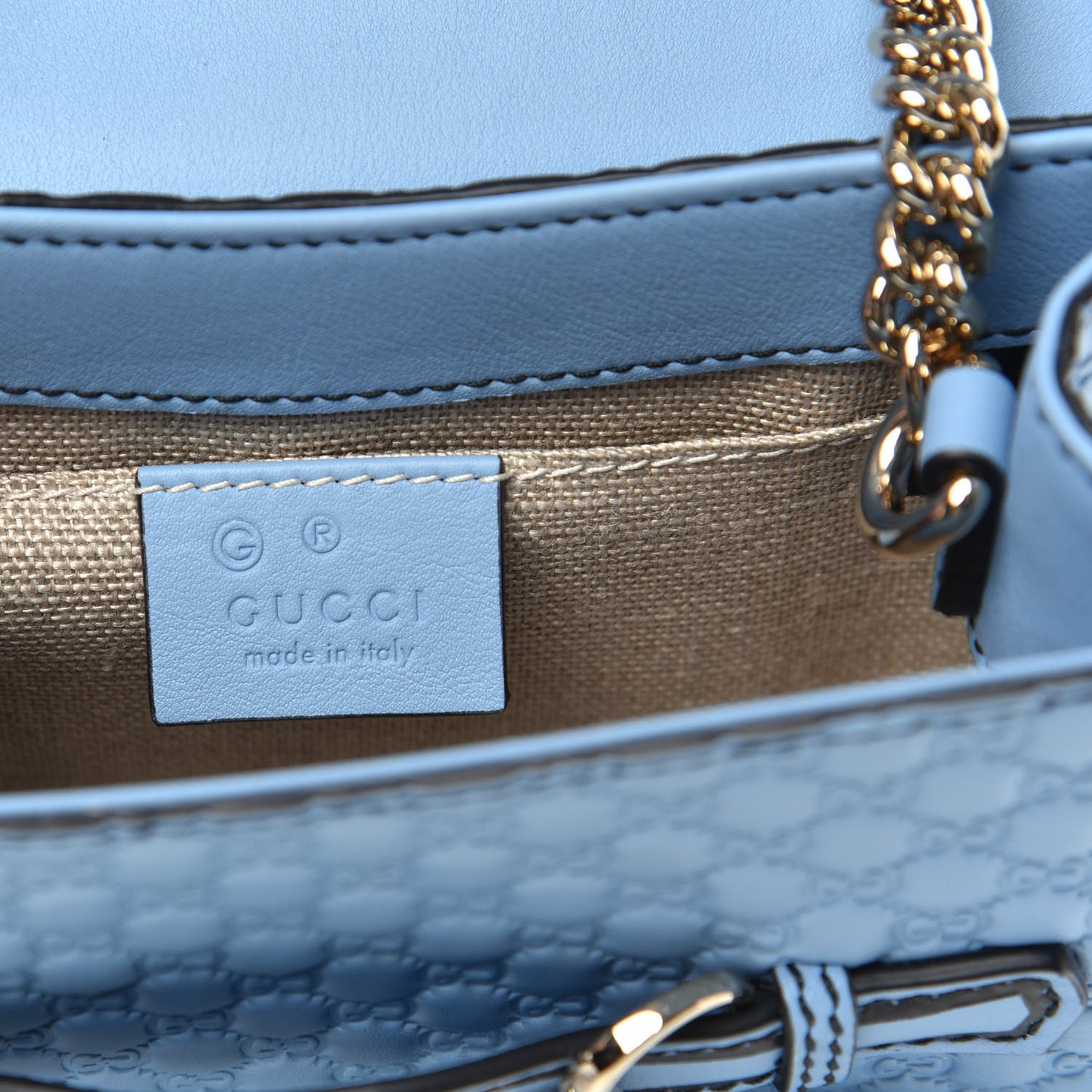Soft Microguccissima Mini Emily Chain Shoulder Bag Mineral Blue