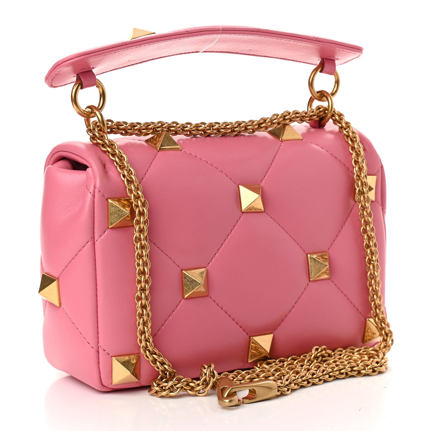 Nappa Medium Roman Stud Shoulder Bag Flamingo Pink