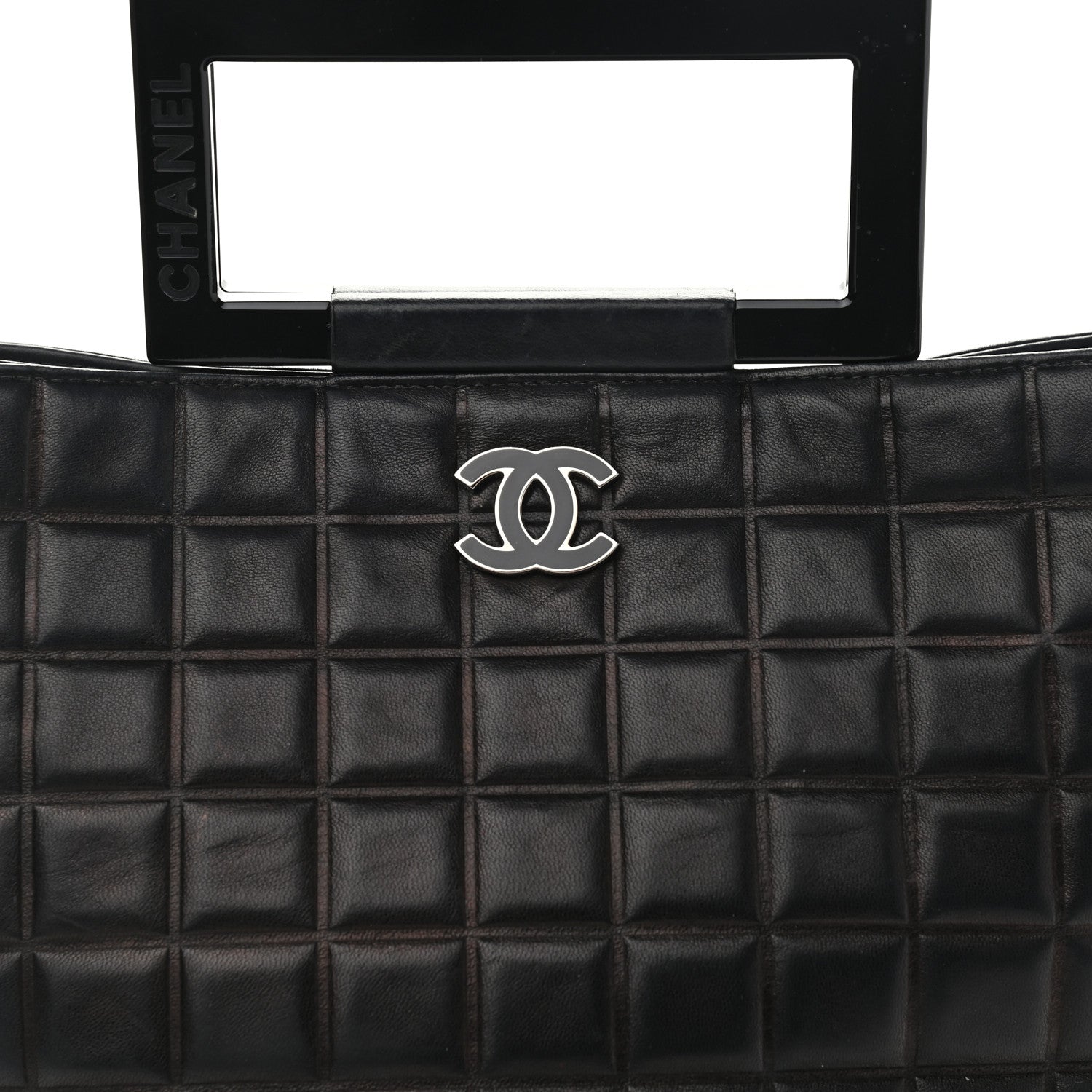 Chanel Lambskin Chocolate Bar Quilted Frame Handbag Black 8 of 10