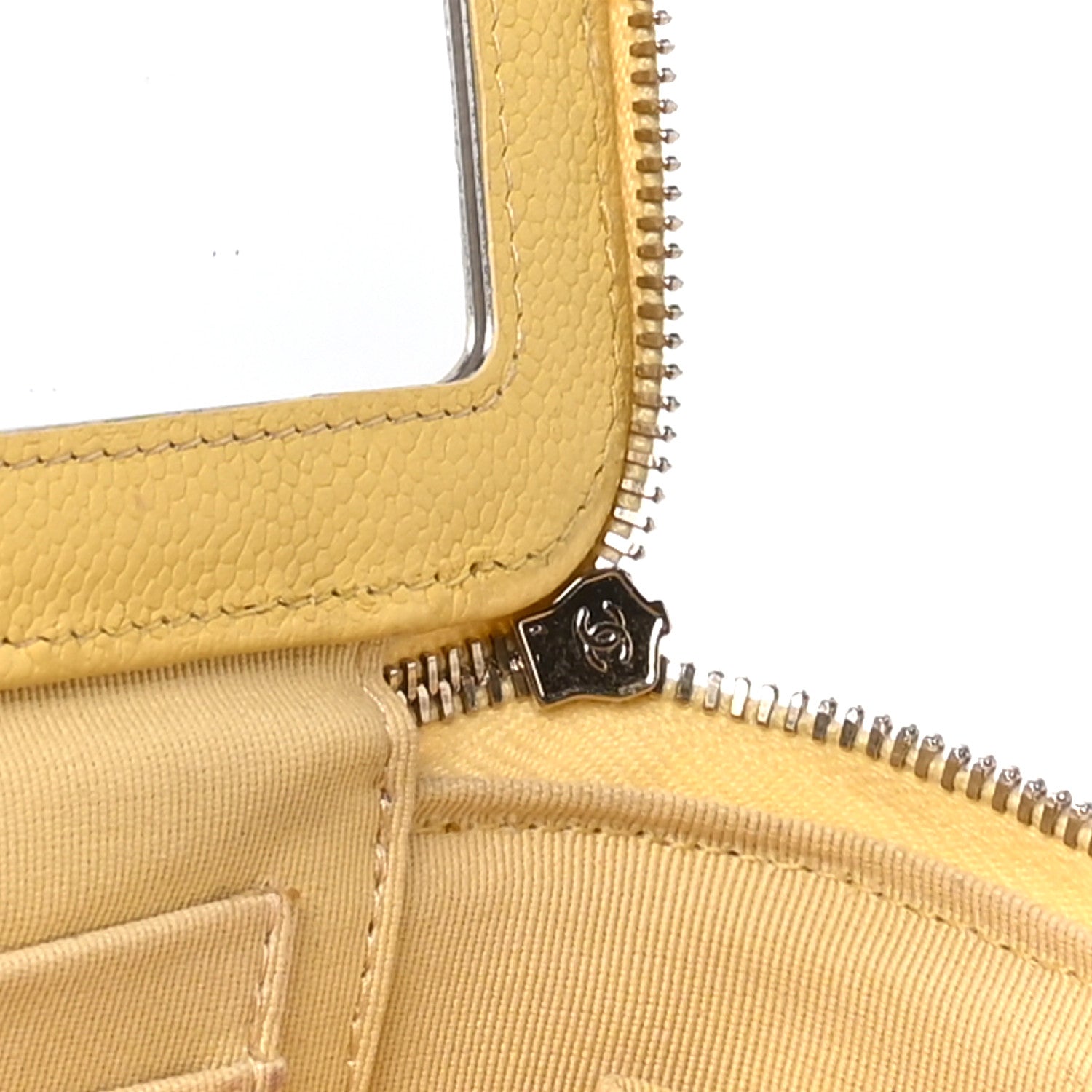 Chanel Caviar Quilted Small Tiny CC Vanity Case With Chain Yellow 10 of 11