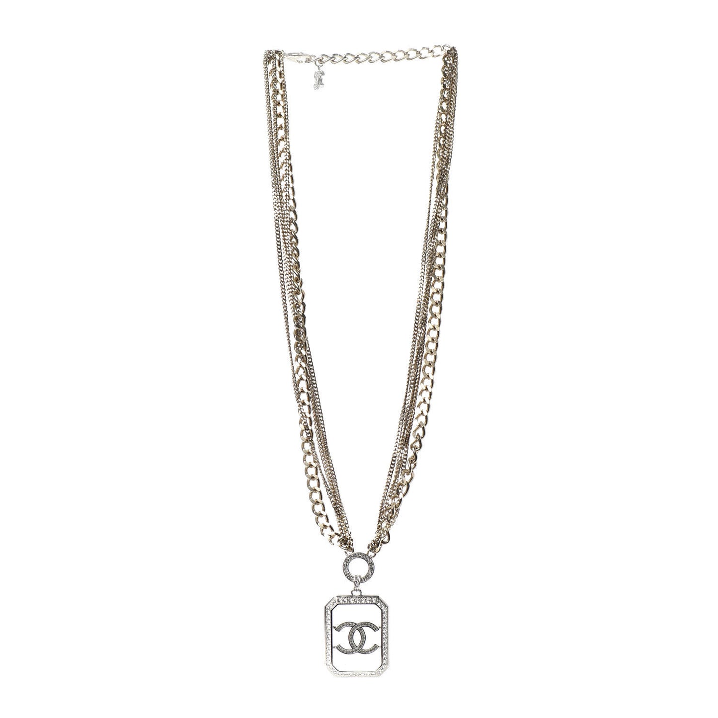 Crystal Chain CC Multi Strand Necklace Gold