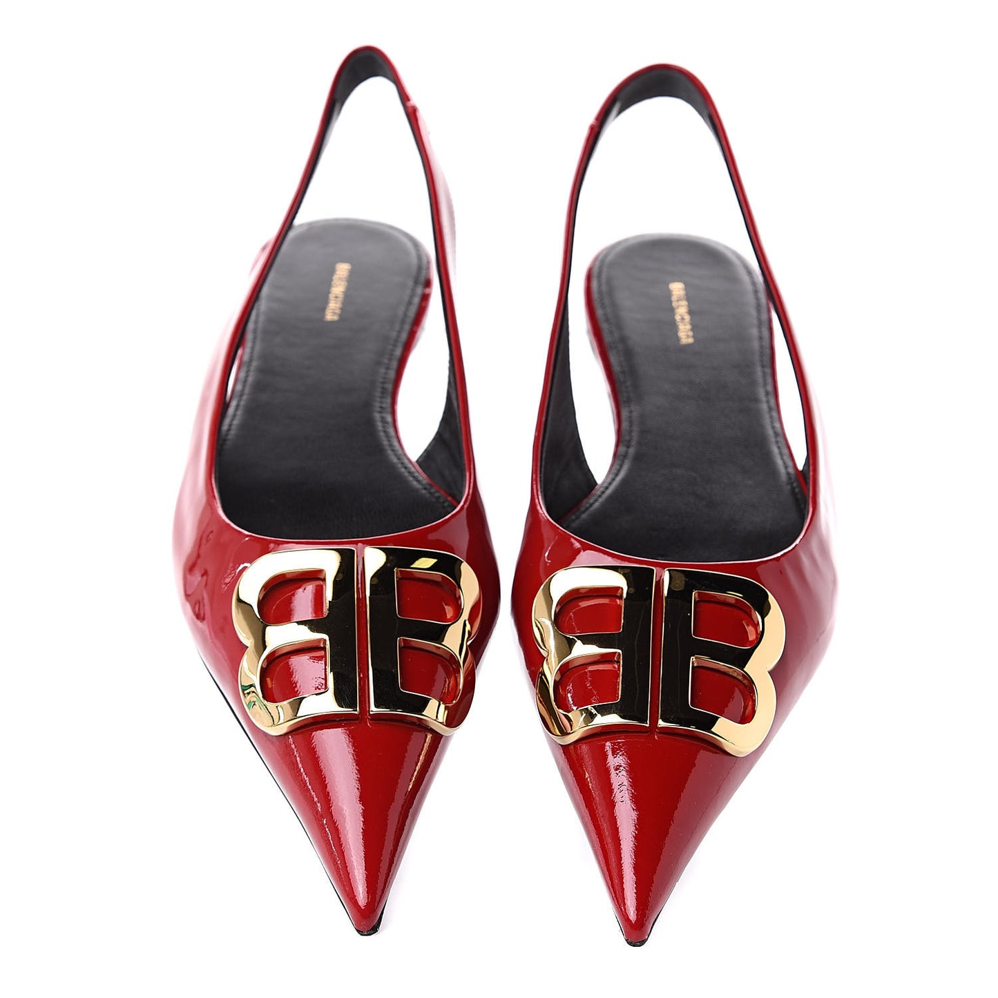 Patent BB Knife Pointy Toe Slingback Flats 39 Rouge Cardinal