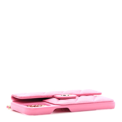 Chanel Lambskin Quilted Pearl Crush iPhone XII Pro Holder With Chain Pink 4 of 6