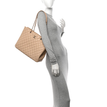 Chanel Calfskin Quilted Large Classic Shopping Tote Beige 2 of 10