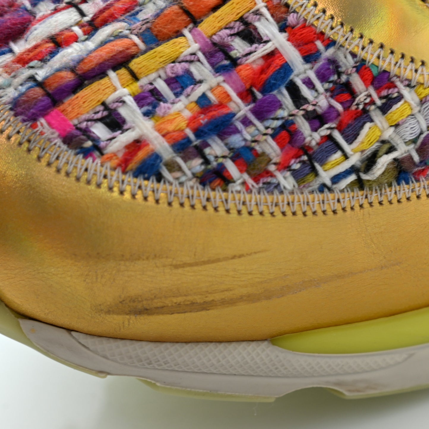 Tweed Lambskin Runway Sneakers 41 Silver Multicolor
