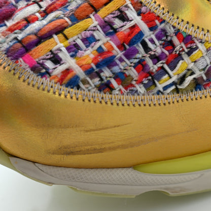 Chanel Tweed Lambskin Runway Sneakers 41 Silver Multicolor 9 of 13