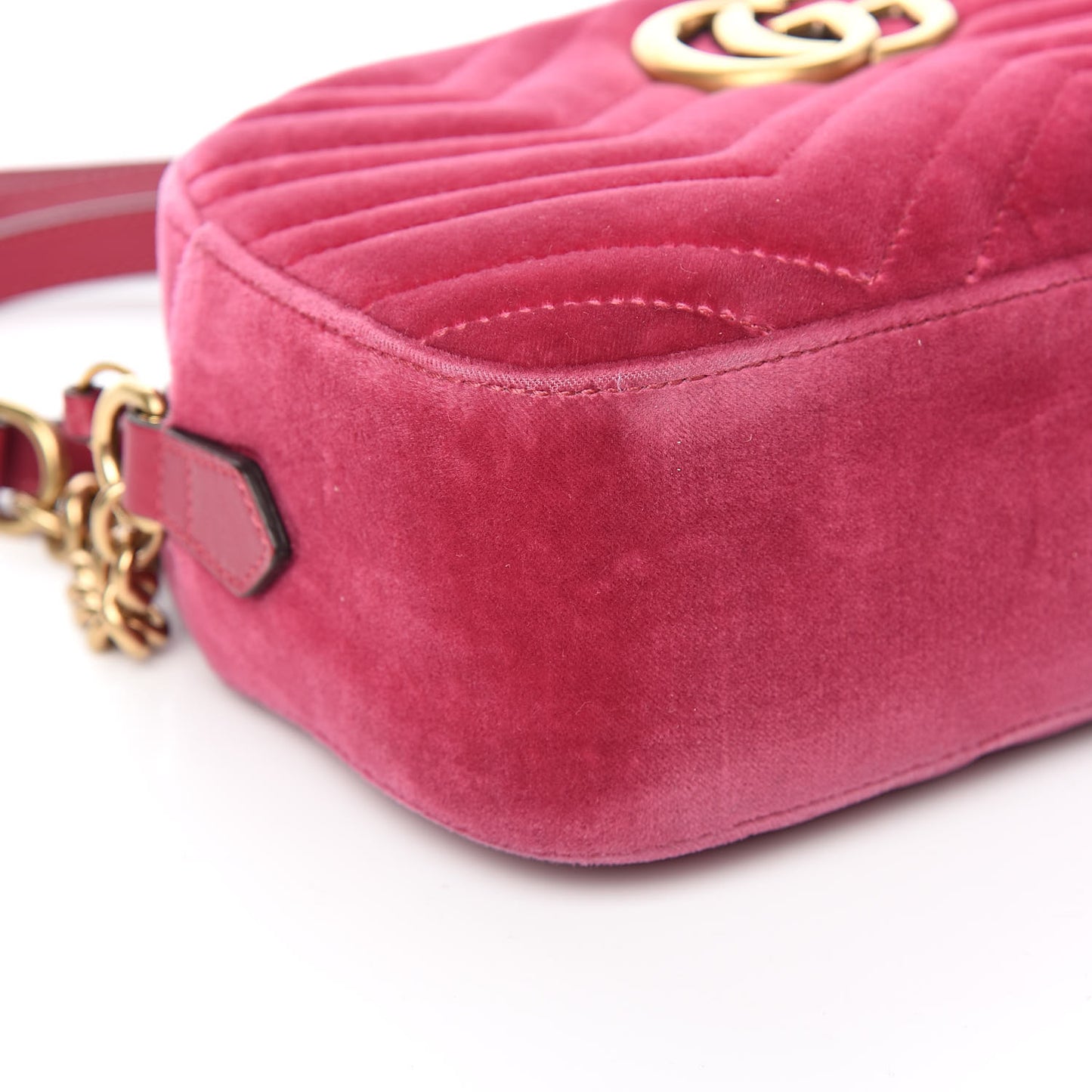 Velvet Matelasse Small GG Marmont Chain Shoulder Bag Light Raspberry Rose