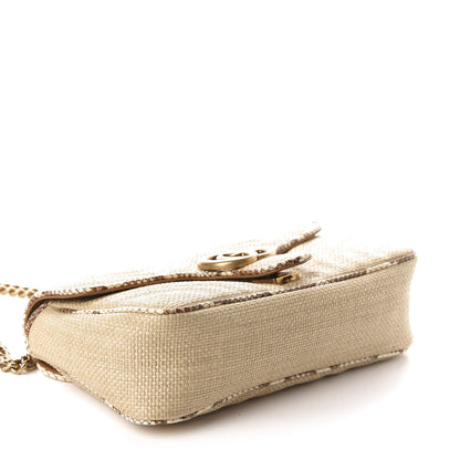 Gucci Raffia Elaphe Matelasse Small GG Marmont Shoulder Bag Natural Cream Brown 4 of 10