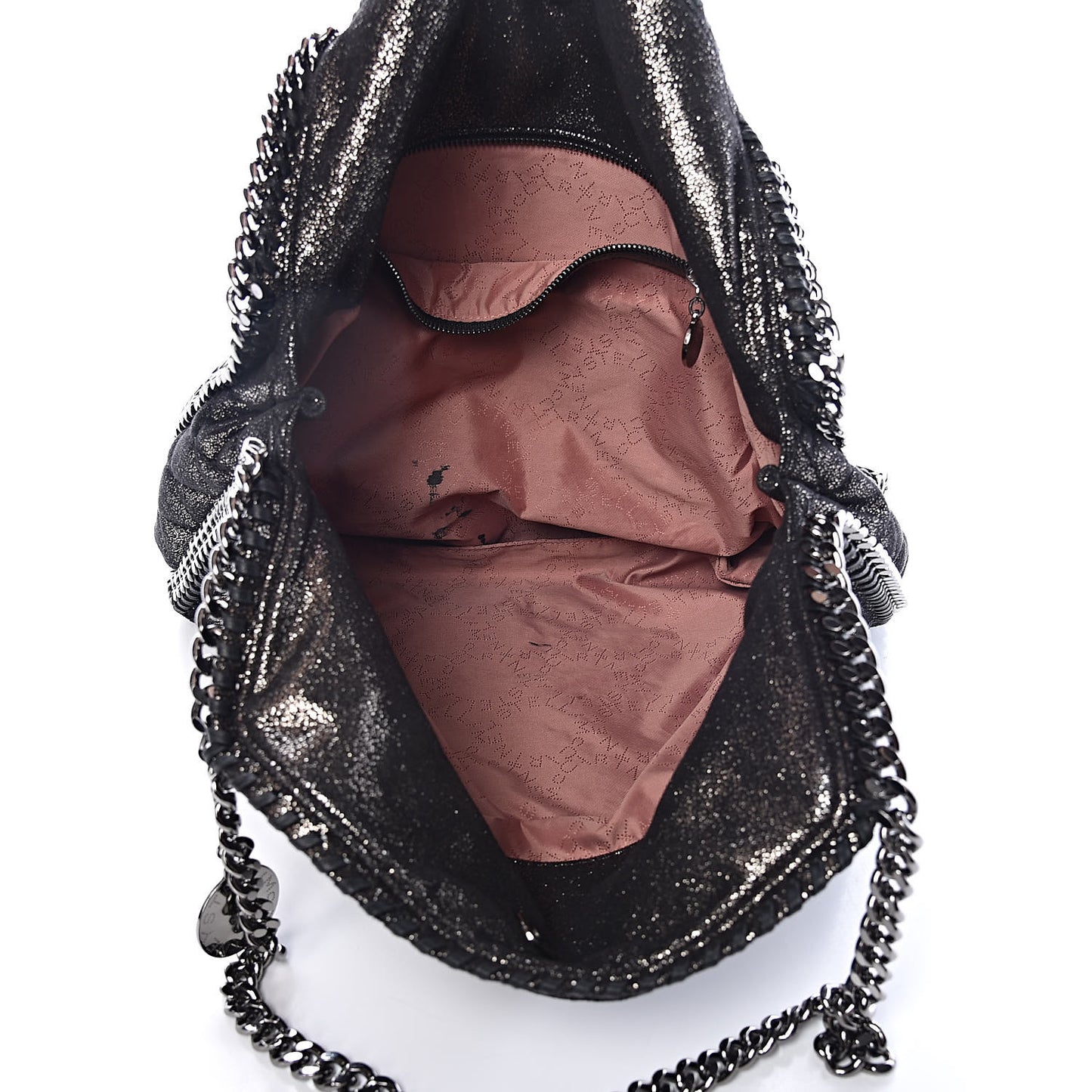 Chamois Shiny Dotted Quilted Big Falabella Tote Ruthenium