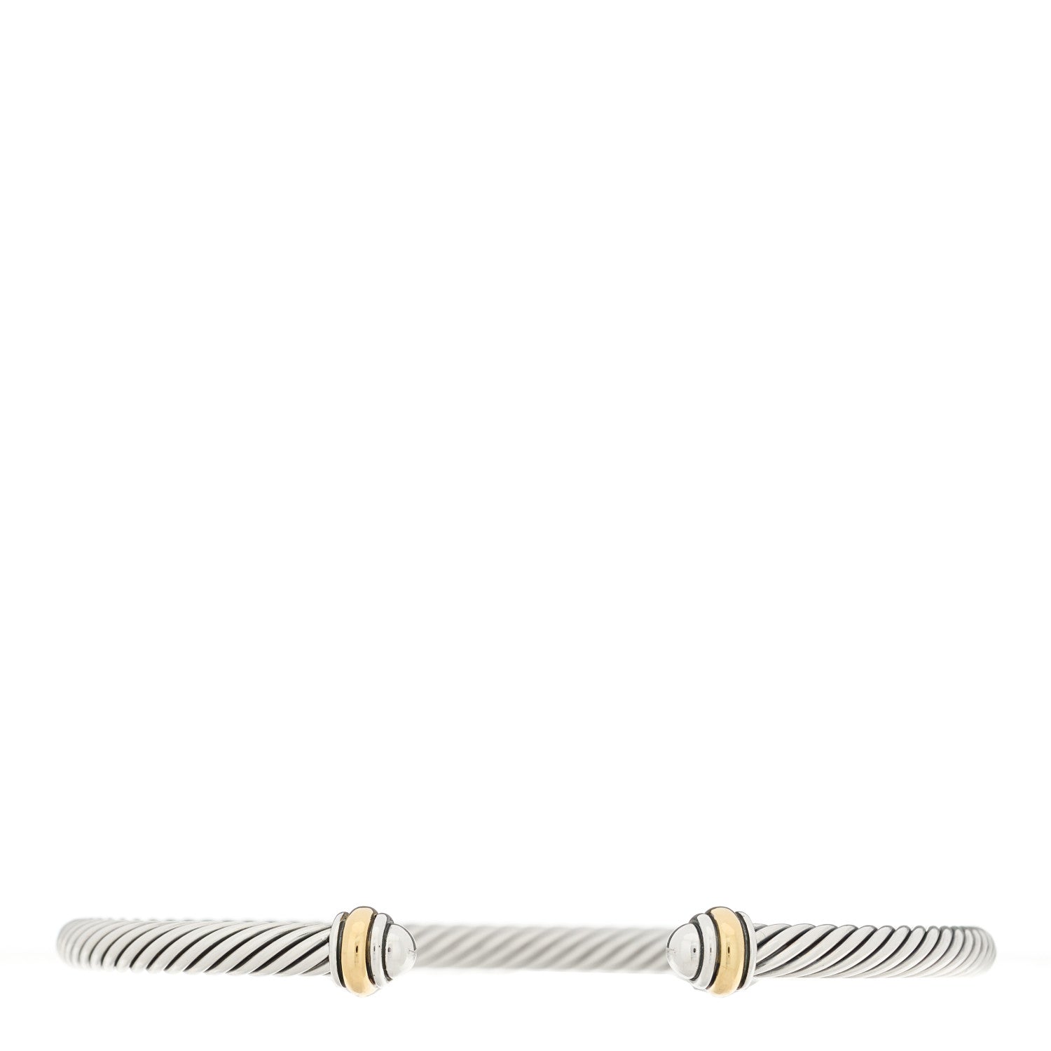 David Yurman Sterling Silver 18K Yellow Gold 4mm Cable Classics Bracelet 1 of 3