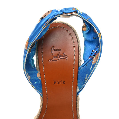 Christian Louboutin Satin Monica Du Desert 110 Espadrille Wedges 41 Blue Multicolor 7 of 8