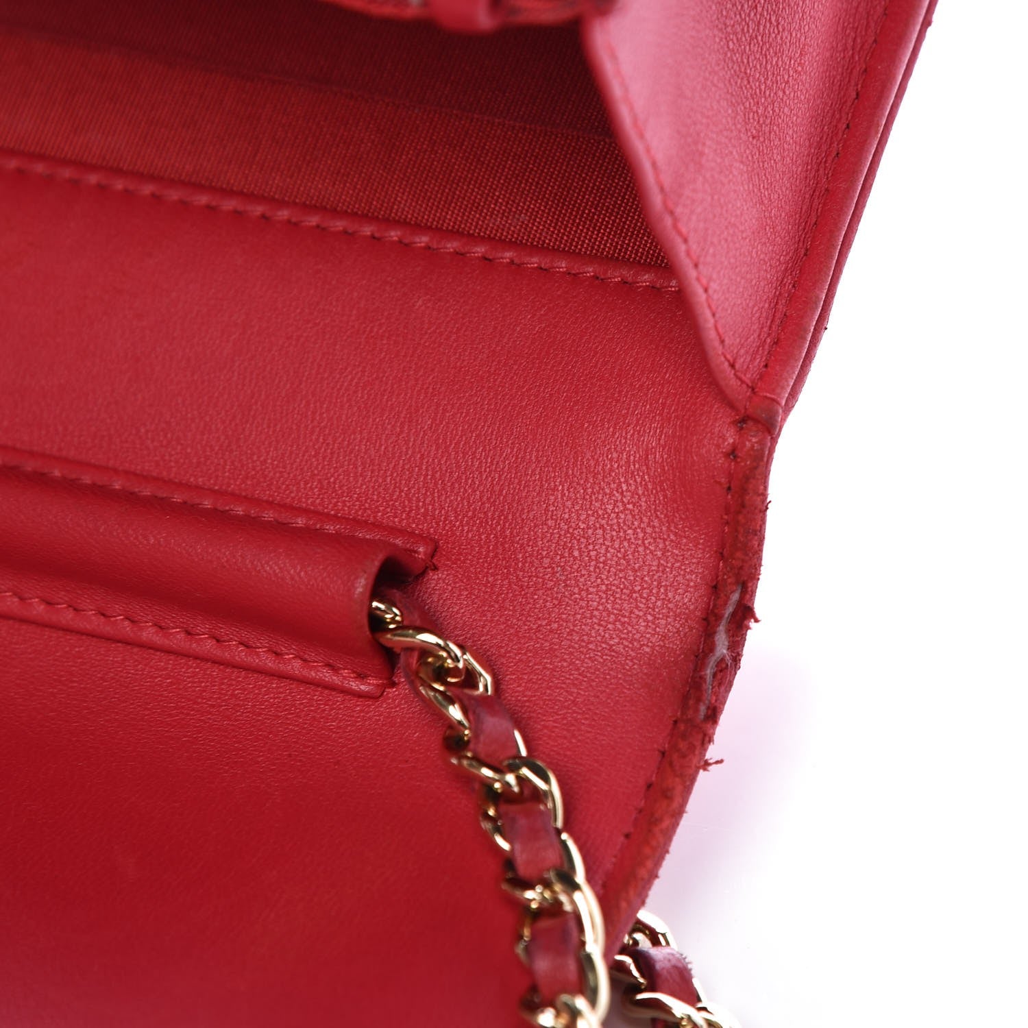 Chanel Lambskin Quilted Boy Wallet On Chain WOC Red 8 of 11