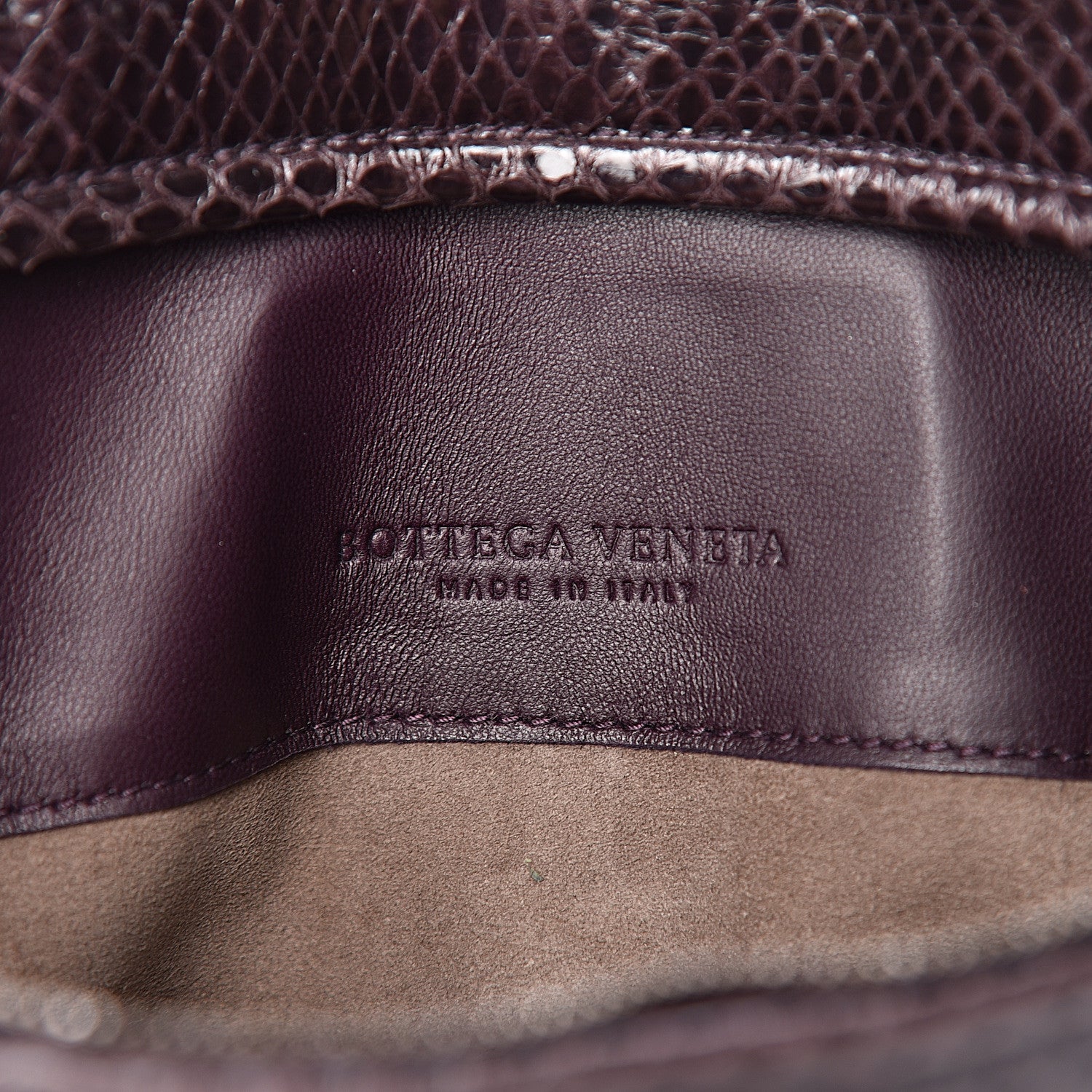 Bottega Veneta Ayers Snakeskin Flat Clutch Plum 7 of 7