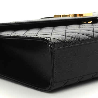 Saint Laurent Grain De Poudre Textured Mixed Matelasse Large Triquilt Monogram Satchel Black 7 of 8