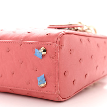 Christian Dior Ostrich Mini Lady Dior Pink 10 of 10