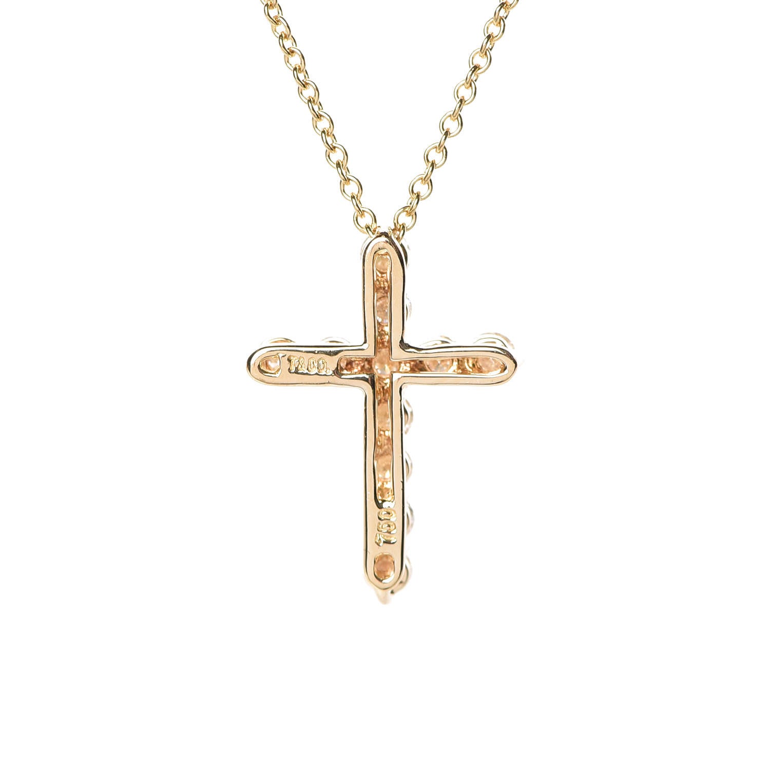 Tiffany 18K Yellow Gold Diamond Small Cross Pendant Necklace 7 of 7