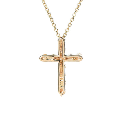 Tiffany 18K Yellow Gold Diamond Small Cross Pendant Necklace 7 of 7