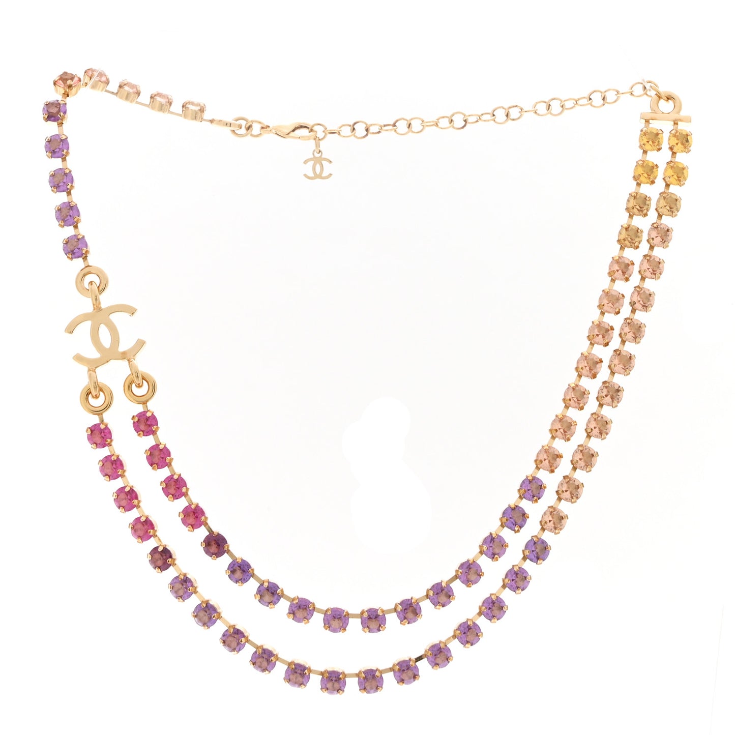 Crystal Multi Strand CC Short Necklace Gold Pink Orange Purple Yellow
