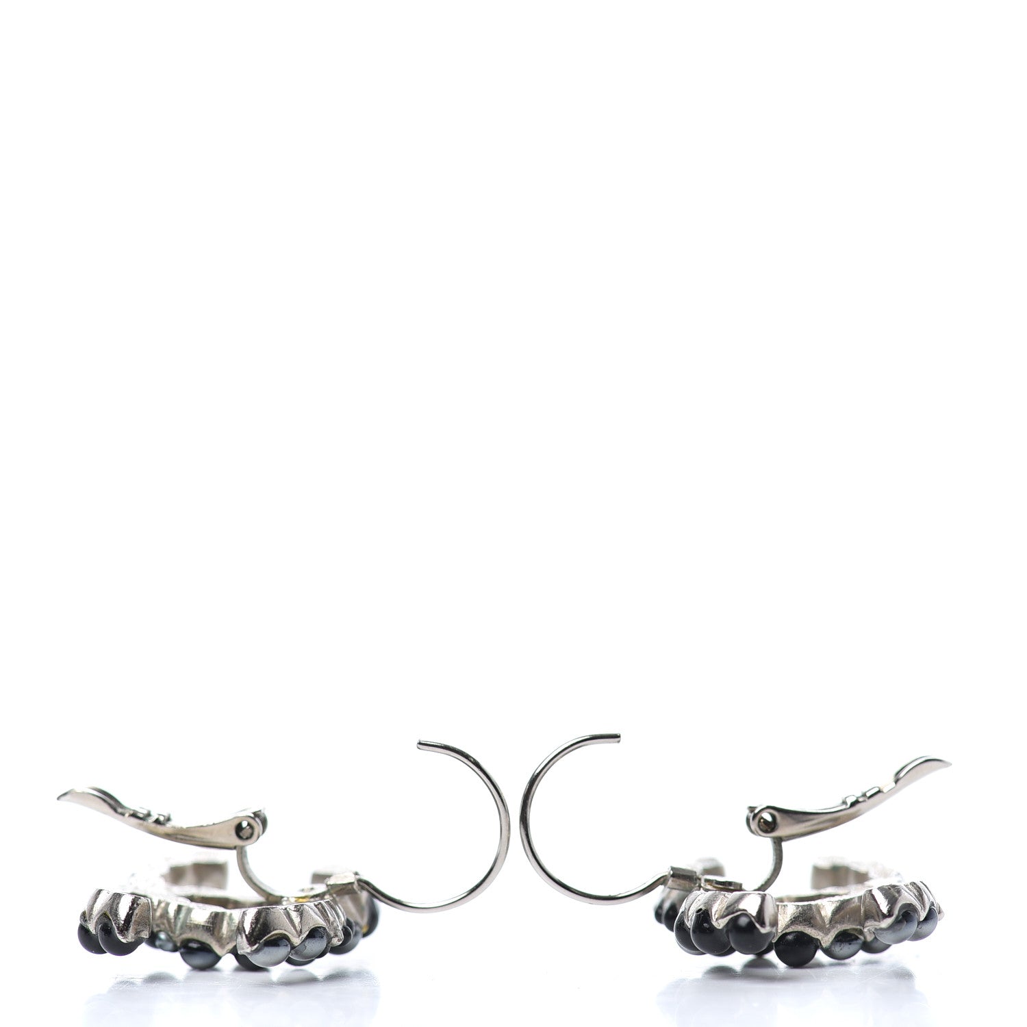 Chanel Bead CC Drop Earrings Black Silver 3 of 5