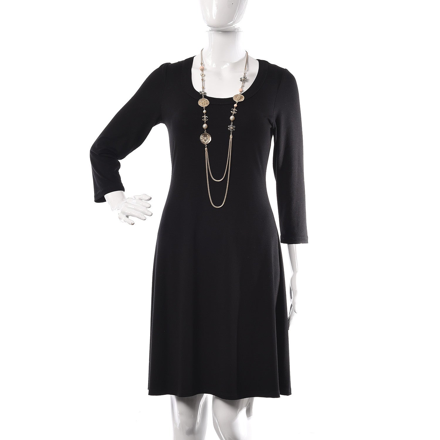 Chanel Resin Pearl CC Flower Coin Long Necklace Gold 2 of 4