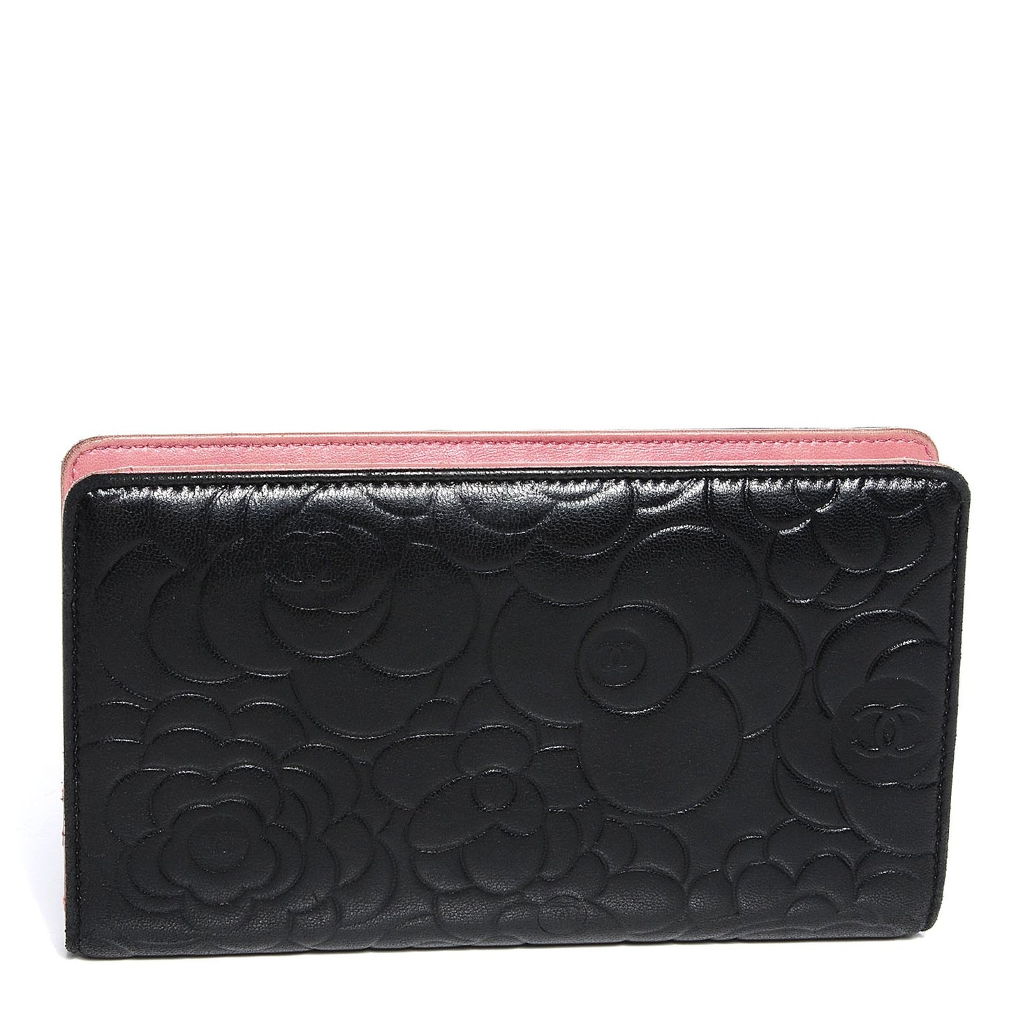 Lambskin Camellia Yen Wallet Black