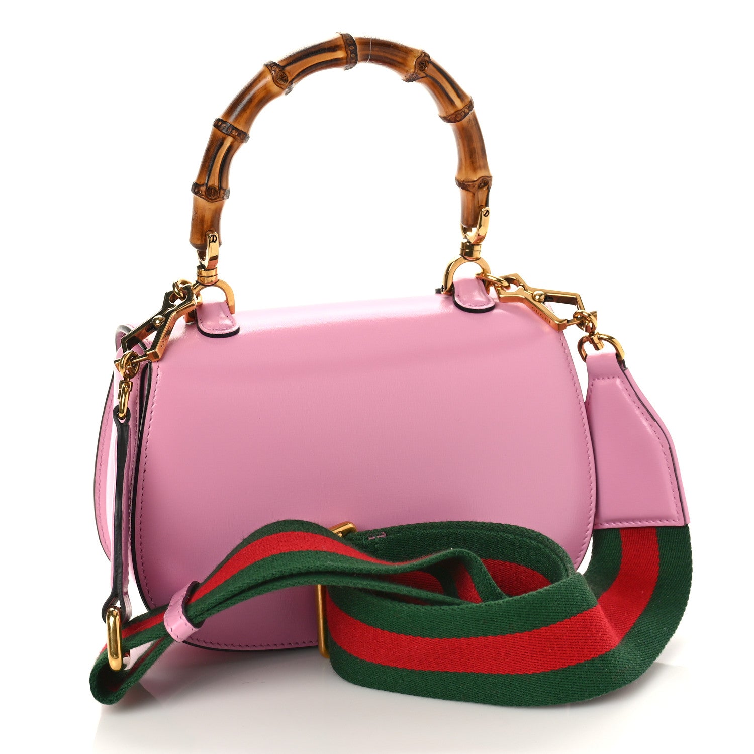 Gucci Boarded Dyana Lux Calfskin Web Small Bamboo 1947 Top Handle Bag Nice Pink 4 of 9