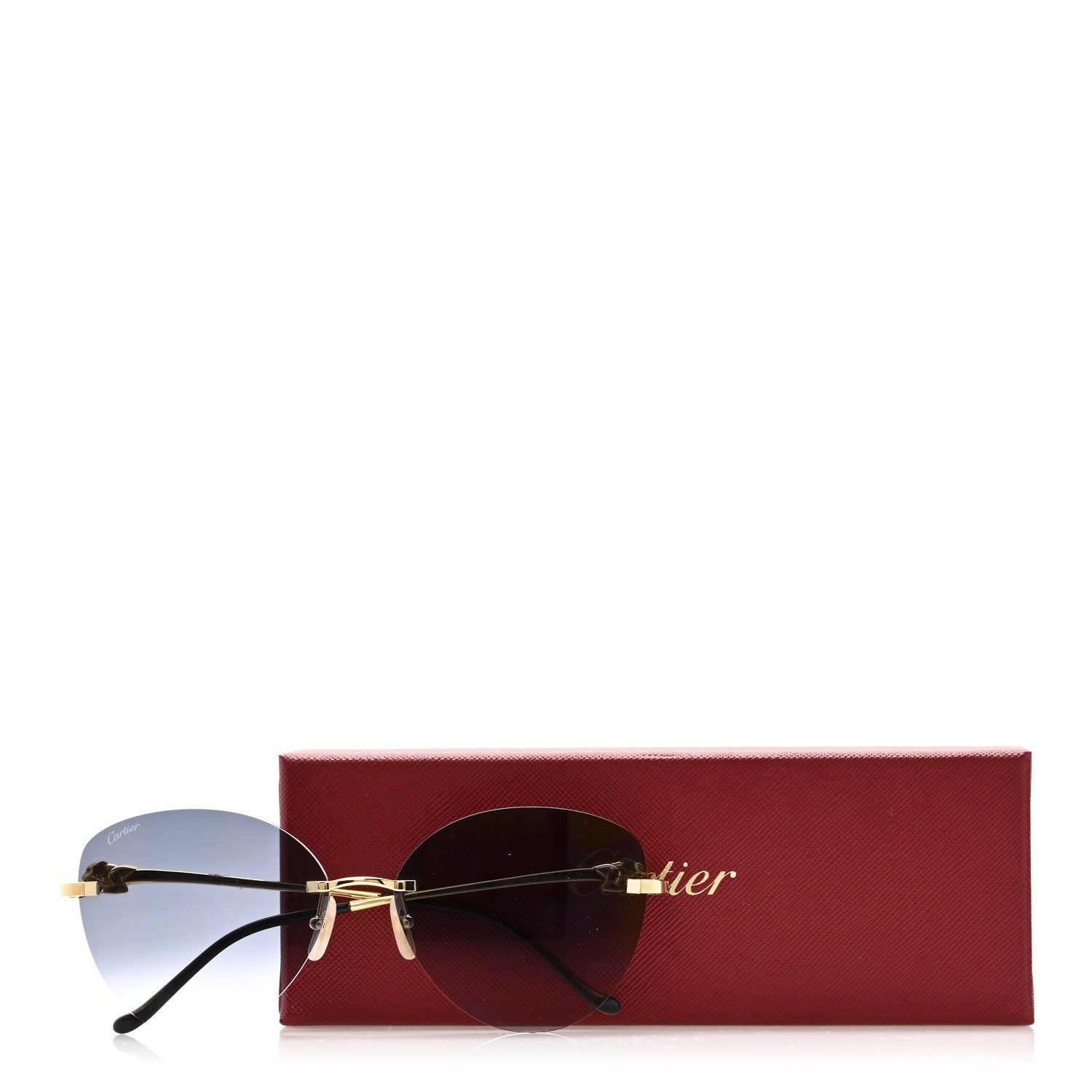 Cartier Panthere De Cartier Rimless Sunglasses CT0269S Gold Black 7 of 7