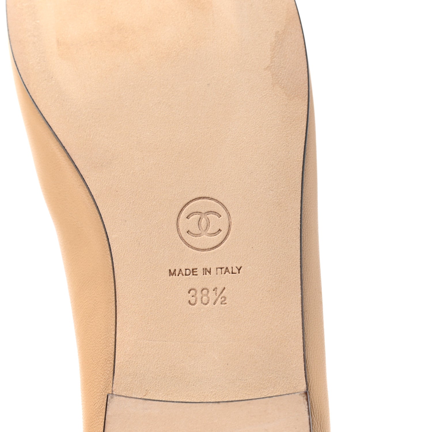 Chanel Lambskin Cap Toe CC Ballerina Flats 38.5 Beige Black 6 of 8