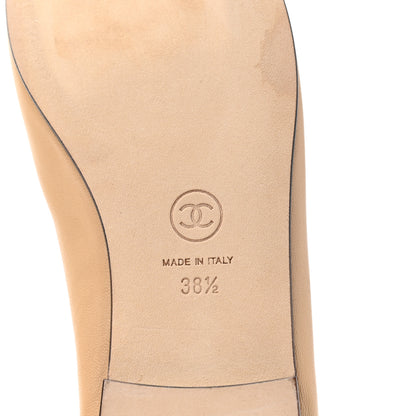 Chanel Lambskin Cap Toe CC Ballerina Flats 38.5 Beige Black 6 of 8