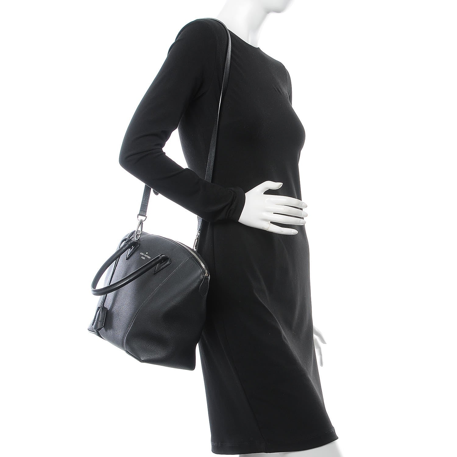 Louis Vuitton Veau Cachemire Soft Lockit MM Black 3 of 21