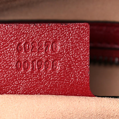 Gucci Vintage Effect Calfskin Matelasse Diagonal Small Torchon GG Marmont Bamboo Top Handle Shoulder Bag Black Romantic Cherry 7 of 11