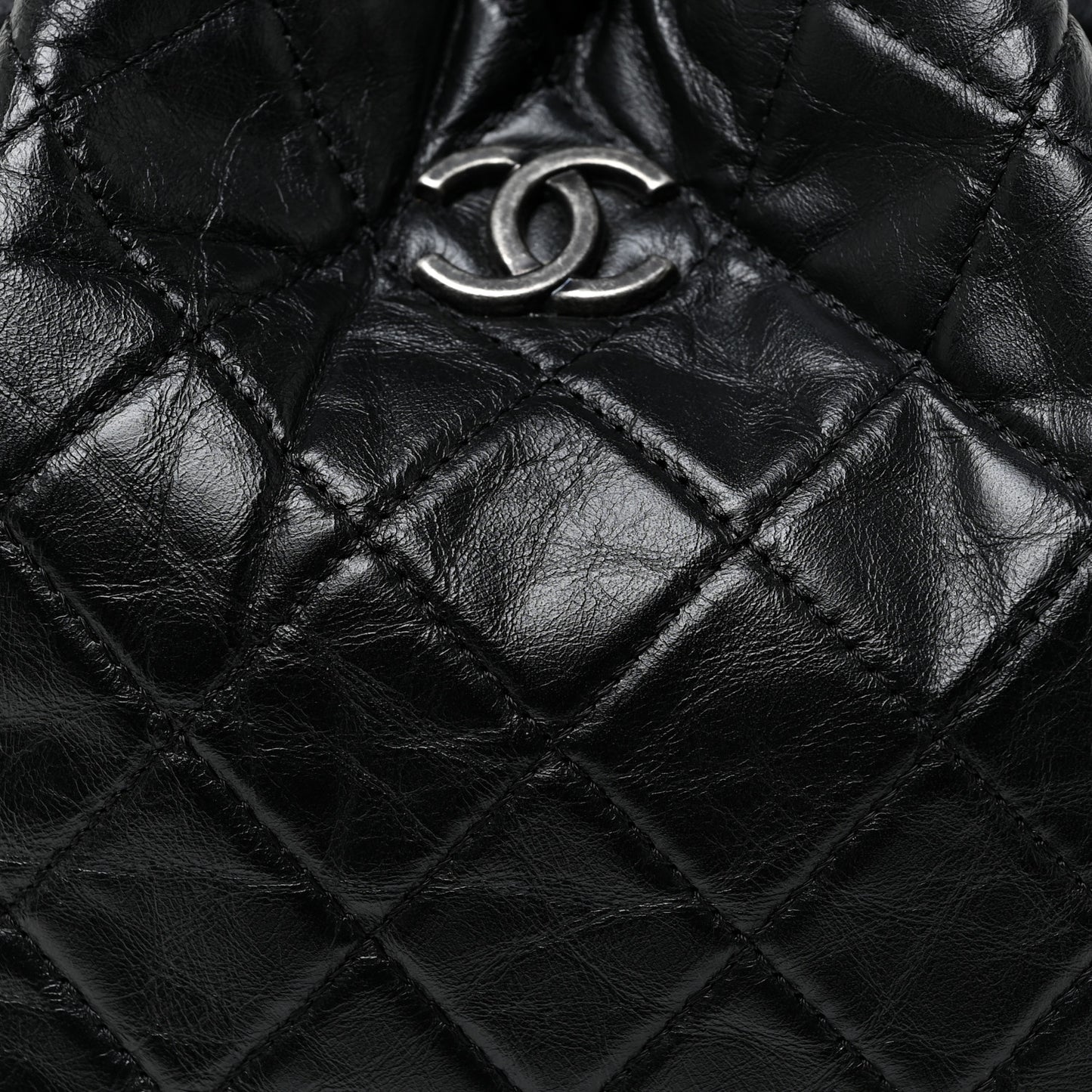 Aged Calfskin Quilted Gabrielle Backpack Black