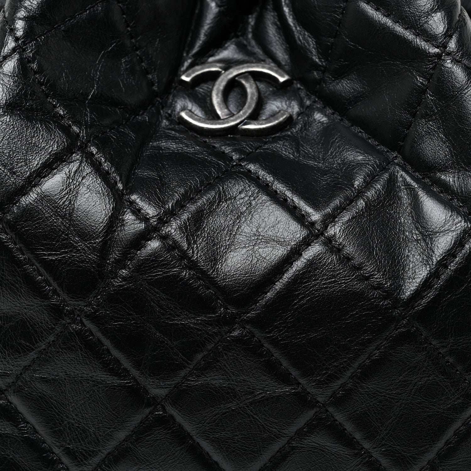 Chanel Aged Calfskin Quilted Gabrielle Backpack Black 11 of 12