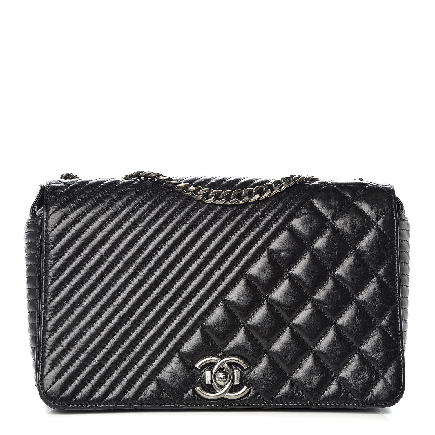 Chanel Glazed Calfskin Quilted Medium Coco Boy Flap Black 1 of 14